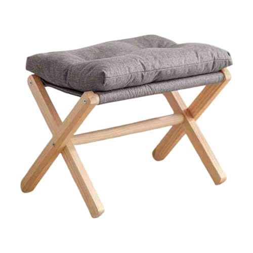 Tabouret en bois pliable et pouf gris pour petits espaces