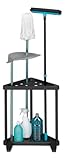 Organizador de Esquina para Escobas y Trapeadores, Color Negro, con Estantes para Productos de Limpieza practiklin...