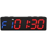 Bosreroy Orologio da palestra digitale, portatile, per fitness, con 8 modalità di allenamento, intervallo, tabata, fissaggio forte, display blu rosso, tipo C, batteria 22H