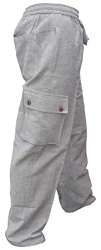 Gheri Hemp Cotton Cargo Pants Straight Plain Lounge Trousers