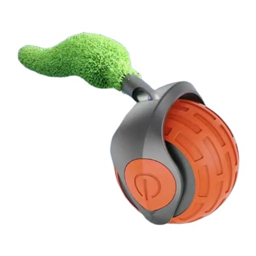 猫じゃらし しっぽ付き回転ボール,自動転がる 追いかけ 猫 おもちゃ ボール - 豊かな刺激 子猫用遊び仲間,運動 トレーニング 遊び コミュニケーション 用