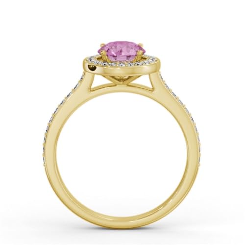 Rosie Collection Solitaire Round Pink Sapphire Halo Engagement Promise Ring in 925 Sterling Silver2