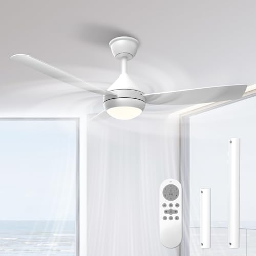 Orthland Ventilador de Techo 106cm con Luz LED Regulable, 3 Aspas Snap-On, Silencioso Ventilador Techo con Mando para Dormitorio Salon Cocina, 6 Velocidades, Instalación Rápida en 10 Min (Blanco)