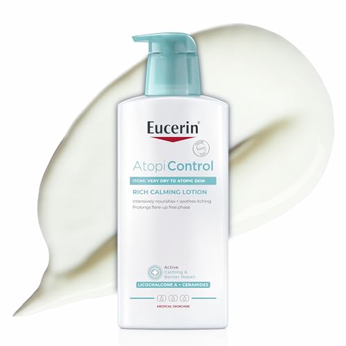 Eucerin Atopi Control Emulsione Corpo Lenitiva Intensiva 400 ml, Crema dermatite atopica per la fase di remissione, Crema idratante corpo con Ceramidi per pelle secca e atopica