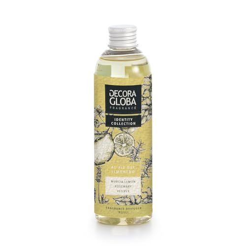 DECORAGLOBA - Recambio para Ambientador Mikado - Fragancia Al Pie del Limonero - Aroma fresco a limon - Colección Identity Mediterráneo (250ml)