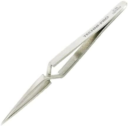 Techni-Pro 758TW518-4.5' Heavy Duty Tweezers, Style 31, Anti-Acid/Anti-Magnetic Stainless Steel, Fine, Sharp