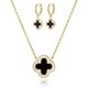 ROUGEMONT Kleeblatt Glücksbringer Schmuckset Kleeblatt Halskette +Kleeblatt Creolen Ohrhänger Trend Design Glücksbringer 925 Sterling Silber