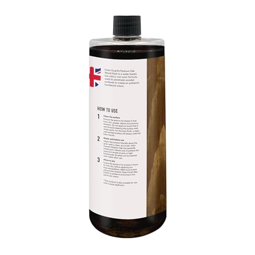 Wood Stain Water Based | Medium Oak | 1L | Interior Furniture Stain | Light & Dark Stains | Eco-Friendly & Non-Toxic Wood Dye | Easy Application | Quick Dry & Low Odour