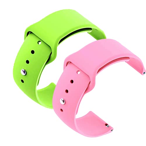Image of YODI New Accessories Silicone 22MM Strap Belt Band for Smart Watch (Set of 2 Color) Combo Pack (Smart Watch NOT Included) (Parrot Green-Pink)