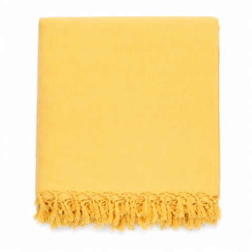 Image of HAIDER ALI AND SONS Bhagalpuri Cotton Chadar for Single Bed | Soft Lightweight Summer AC Chadar | Handloom Cotton Top Sheet | Multipurpose Odhne Wali Chadar | Machine Washable | 245 x 130 cm | Yellow