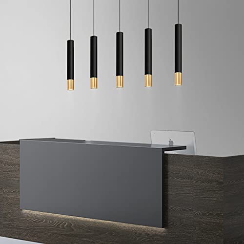 Lámpara colgante LED de aluminio premium con diseño de tubo largo negro 4