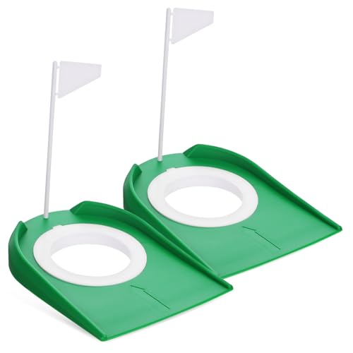 KICHOUSE Portable Indoor Golf Putting Cup Set 2 Pack Golf Practice Cup with Flag for Home Office Training
