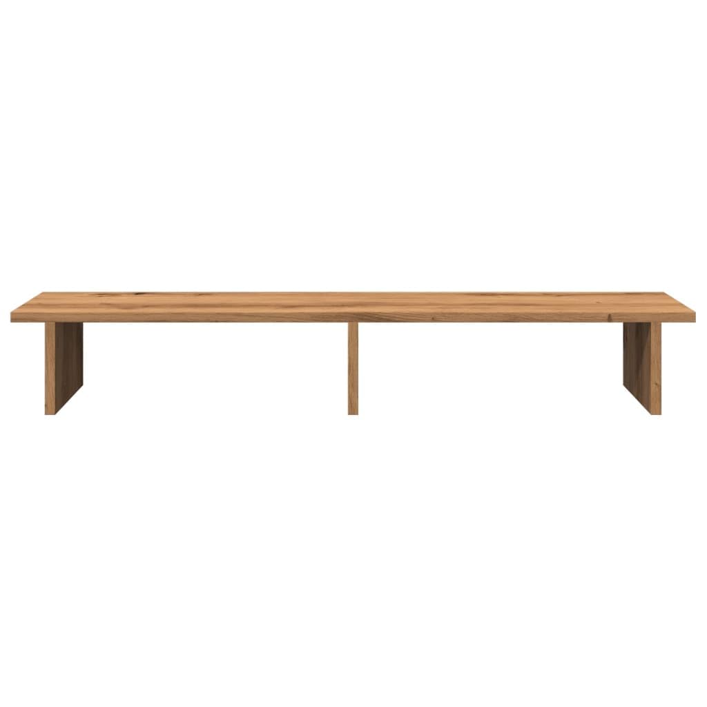 Stojak na monitor z materiału drewnopochodnego, dąb Artisan, 100 x 27 x 15 cm, z półką na klawiaturę i przechowywaniem, ergonomiczny stojak na laptopa do domowego biura, do gier i nauki