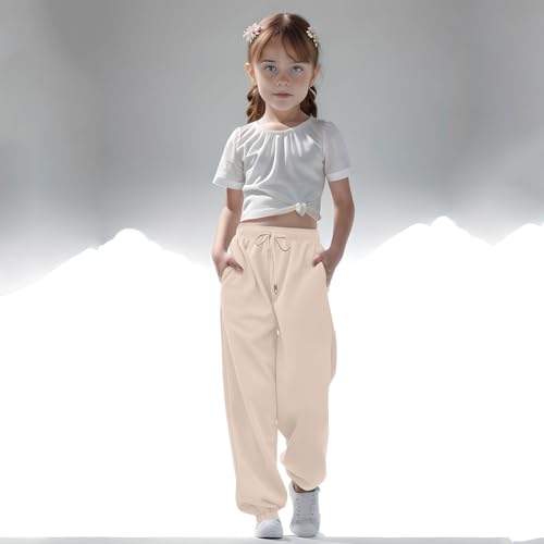 Girls Cinch Bottom Sweatpants Drawstring Elastic Waist Baggy Straight Leg Pants Kids Workout Running Yoga Jogger Pant2