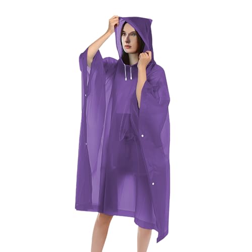 Image of Rain Ponchos for Adults,Raincoat for Women Men,Lightweight Unisex Raincoat for Hiking Camping (3Pack,Black, Gray, Purple)