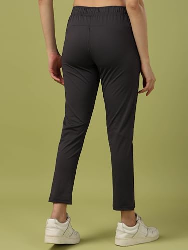 Image of TECHNOSPORT Women's Regular Fit Mid Rise Solid Track Pant with Antimicrobial, Stretchable for Gym, Workout & Sports and Regular Use