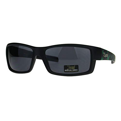 Mens Locs Sunglasses Matte Black Rectangular Wrap Around Frame UV 400