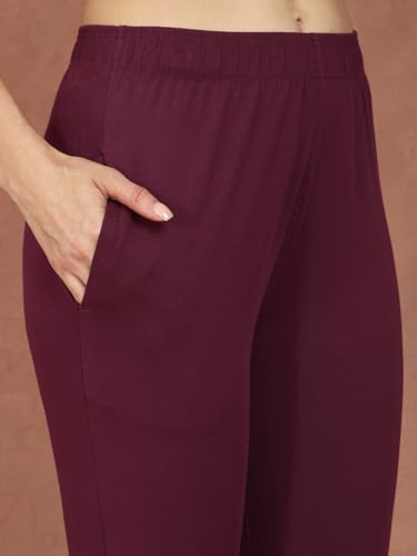 Image of TWIN BIRDS Women Cotton Blend Kurti Pants | Sleek Ethnic Daily Trousers