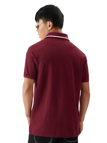 Image of LEOTUDE Men's Honeycomb Nylon Regular Fit Plain Polo T-Shirt