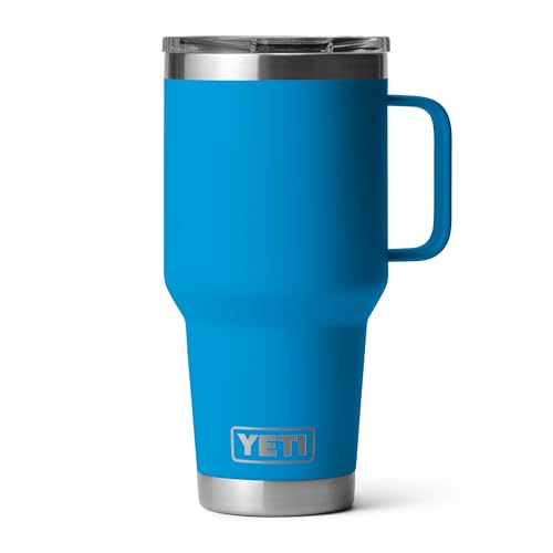 YETI Rambler 20 oz Travel Mug, Stainless Steel, Vacuum Insulated with Stronghold Lid, Big Wave Blue