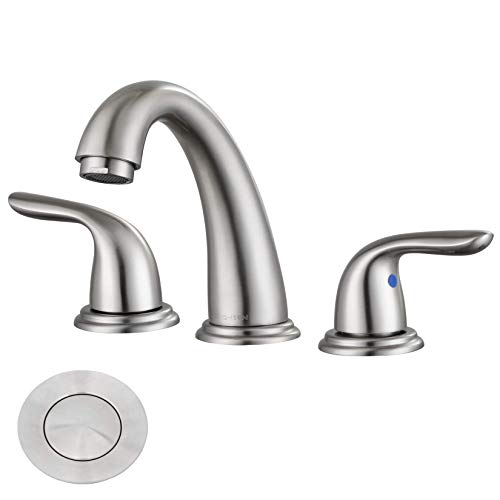 FOJOHSEN 8 Inch Widespread Bathroom Faucet 2-Handles 3 Holes Stainless Steel Lavatory Mixer Tap Sink Faucet with Drain Assembly Supply Line (Brushed Nickel)