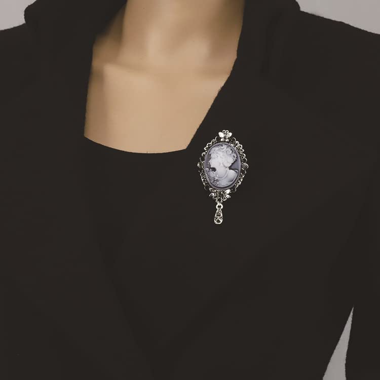 Image of lureme Vintage Elegant Victorian Lady Beauty Cameo with Crystal Brooch Pin (br000017)