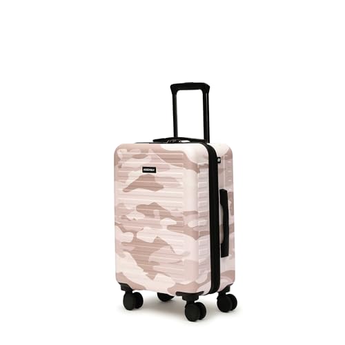 Image of Assembly Stark Hard Luggage 20 Inch (55 cm) Cabin Luggage Trolley Bag, Unbreakable Polycarbonate Camo Print, TSA Lock, Silent 8 Spinner Wheels, Lightweight Hard Shell Travel Cabin Suitcase Peach
