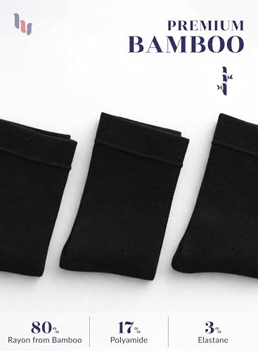 Image of Hugh Ugoli Women's Thin Soft Rayon Derived from Bamboo Crew Socks for Dress, Trouser, Seamless Toe & Non-Binding, 5-8 /9-11