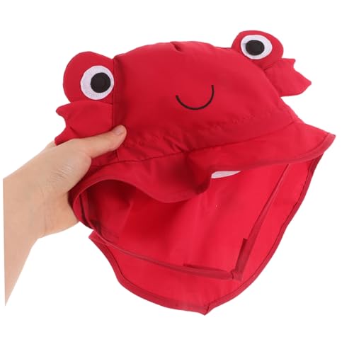 Homoyoyo Sun Protection Hat with Strap Cute Cartoon Crab Design Wide Brim Beach Hat for Summer Outdoor UV Shield for Boys and Ages Red4