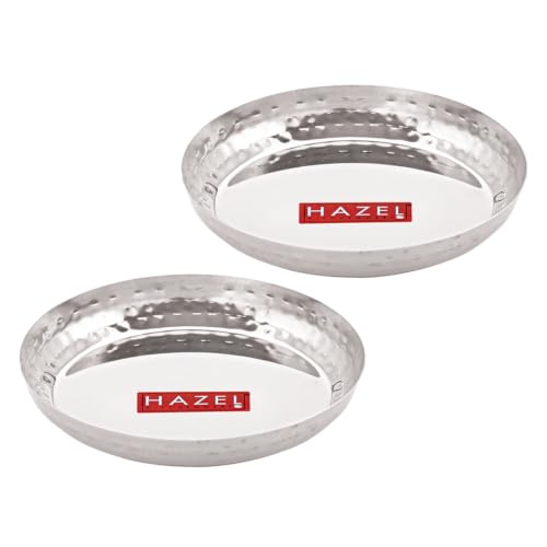 Image of HAZEL Stainless Steel Snack Plate Set of 2 | 18cm Breakfast & Serving Plate | Breakfast & Serving Plate