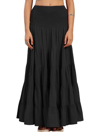 Image of OTABU | Skirt for Women | Tiered Maxi | Smocked Waist Silhouette | Flowing Everyday Wear.