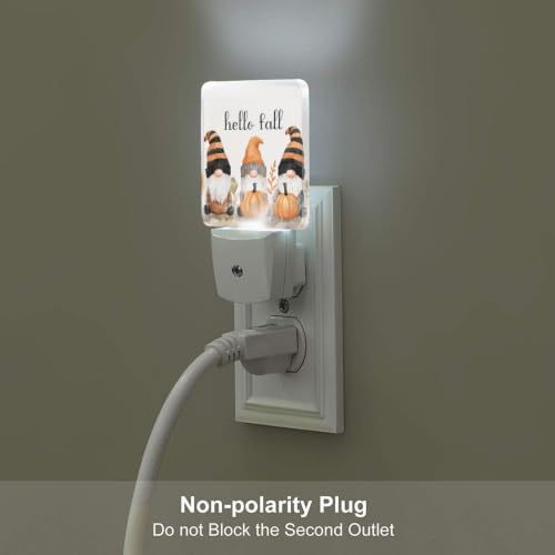Image of Fall Pumpkins Thanksgiving Gnome LED Plug-in Night Light Set of 2 for Bedroom