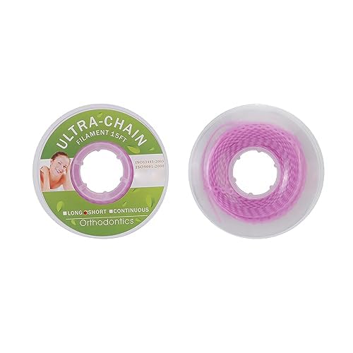 ANNWAH Dental Colorful Orthodontic Braces Rubber Chains,Dental Rubber Chains for Braces Power Chains for Orthodontic Treatment(Short,Purple 28)