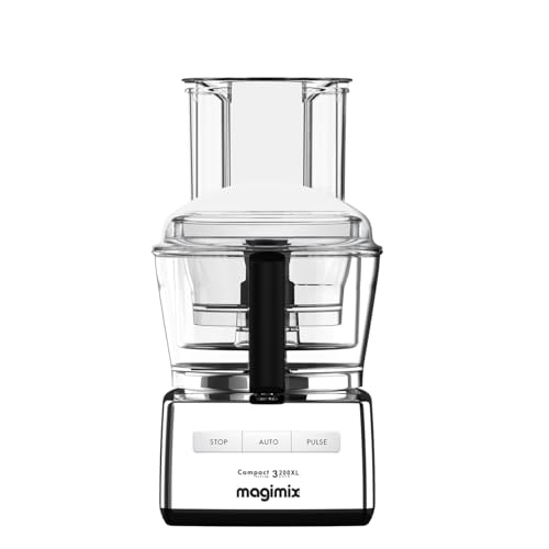 Magimix Robot de Cuisine multifonction 3200 Chrome Brillant Compact Bol 2.6L - Hachoir, Blender - Fabriqué en France