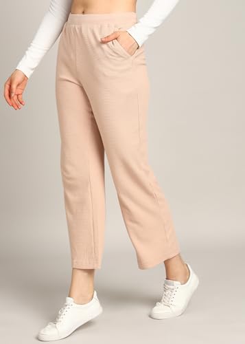 Image of Alan Jones Clothing Women's Straight Fit Mid Rise Solid Stretch Waffle Straight Pants