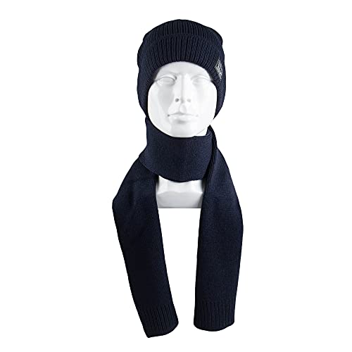Levi's Men's Winter Warm Knit Beanie Hat And Scarf Set, Navy Ribbed, One Size #TOP5