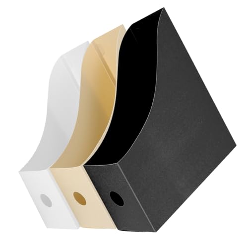 CONGARTENO 3個 デスクトップ用プラスチックファイルボックス点 書類整理収納ケース 学生用資料ラック ブラック ホワイト ベージュ各付き 簡単