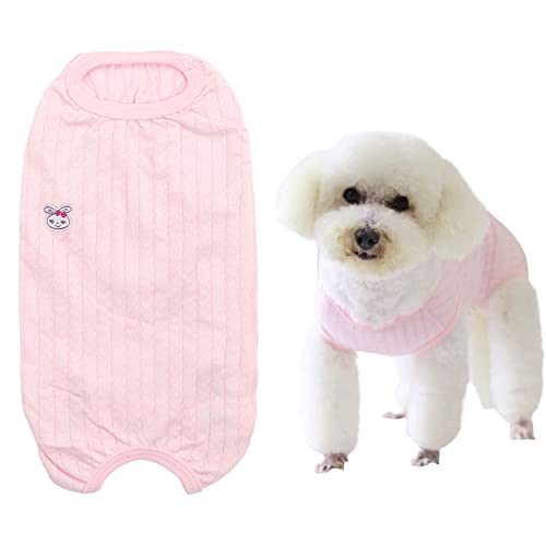 Kukaster Pet 服 術後服 中型犬 小型犬 猫 オス メス 術後ウェア エリザベスカラーに代わる 保護服 雄 雌兼用 避妊 離乳 傷口保護 皮膚病 通気 夏用(ピンク #10)