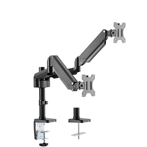 Image of SYGA Dual Monitor Stand Adjustable Desk Mount with Gas Spring Arm, Full Motion Dual Monitor Arm for 13-32 Inch Screens, Heavy Duty Clamp & Grommet Mount, VESA Compatible - MSE04