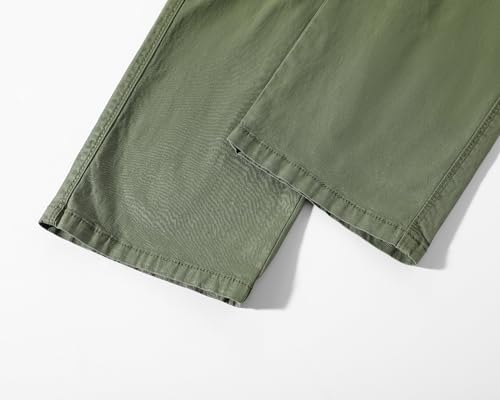 Image of Girls Cargo Pants Wide Leg Streetwear Cute with Pockets Joggers 4-12 Year Army Green