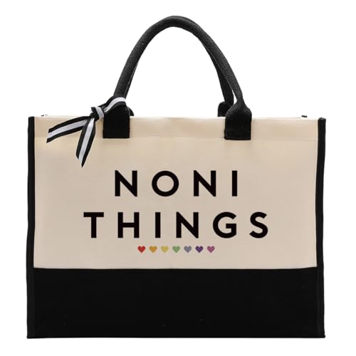 EDCTO Noni Things Canvas Tote Bag - Utility Shopping & Beach Bag, Mother's Day Gift for Grandma