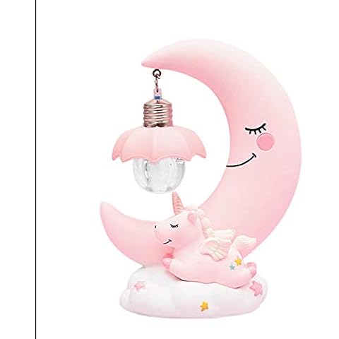 Unicorn Moon Night Light, LED Night Light Cartoon Nursery Lamp for Children Kid Girl Toy Birthday Gift Home Decor, Dimmable Light for Kids Lover Friends Birthday Gifts (Pink) Cover