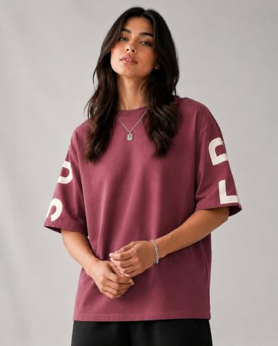 Image of ColorChakra Cotton Oversized Tshirt for Womens Down Shoulder Loose fit t-Shirt Women Baggy Style Oversize t-Shirt Korean fit