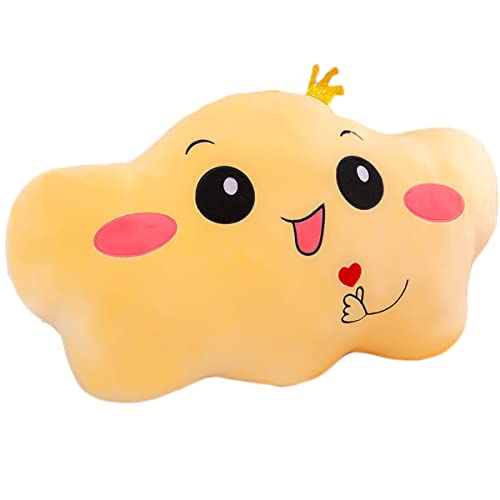 Cloud Shaped Pillow Creativity Emoji Smiley Emoticon Cushion Pillow Stuffed Plush Throw Pillow Home Living Room Decoration Pillows (45cm/17.71inch, Yellow)