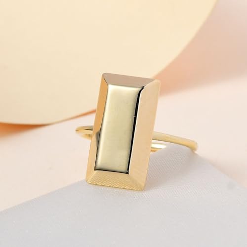 Shop LC LUXURO 10K Yellow Gold Bar Ring - Solid Gold Rings for Women - Wedding Gold Jewelry Birthday Gifts for Women 1.75 Grams2