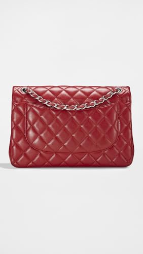 CHANEL Women's Pre-Loved Red Caviar New Classic Jumbo Flap Bag3