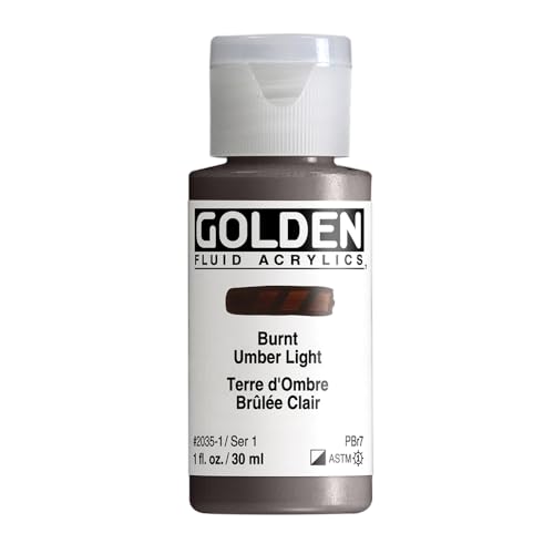 Fluid Acrylics by GOLDEN, Burnt Umber Light, 1 fl. oz. Bottle, Professional Acrylic Paint, Semi-Opaque
