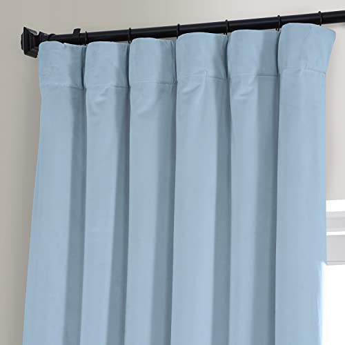 Image of HPD Half Price Drapes Signature Plush Velvet Blackout Curtains for Bedroom (1 Panel), 50W X 96L Hotel Black Out Curtains for Living Room, Thermal Insulated Blackout Curtains for Windows, Starry Blue