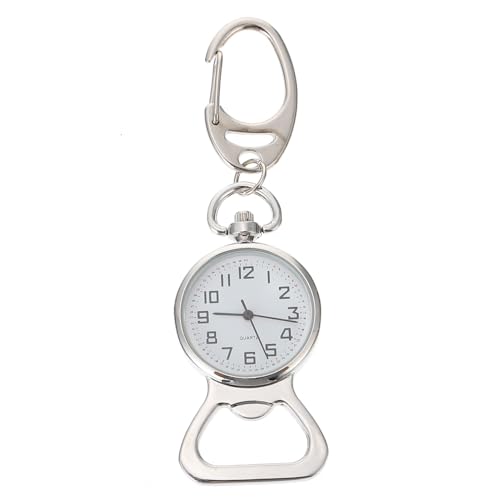 ROMISBABA 1個 クォーツ壁掛け時計 栓抜きキーホルダー 自動 車のキーチェーン 鎖 デジタル display present 時計のキーペンダント オープナーキーの装飾 ガラス Silver
