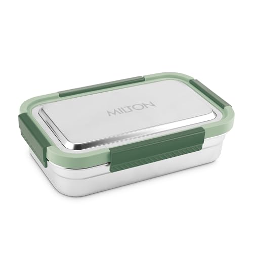 Image of MILTON Modern Meal Jr. Stainless Steel Tiffin, Set of 2 (750 ml,140 ml), Green | Food Grade | BPA Free | Refrigerator Safe | Odour Free I Durable and Stylish Lunch Box for Home, Office & Travel